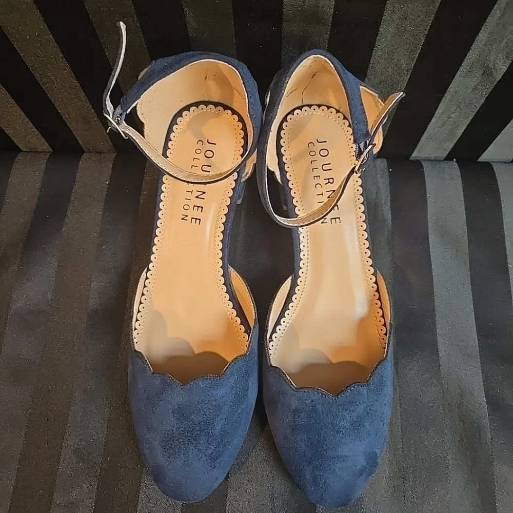 New No Box Journee Collection Women's US 8 Edna Pump Heels Navy Blue - Picture 6 of 13